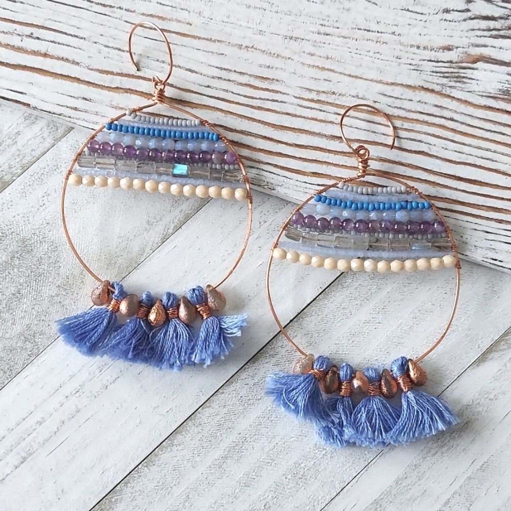 Artisan Jewelry Collection - Grace Beaded Hoop Earrings